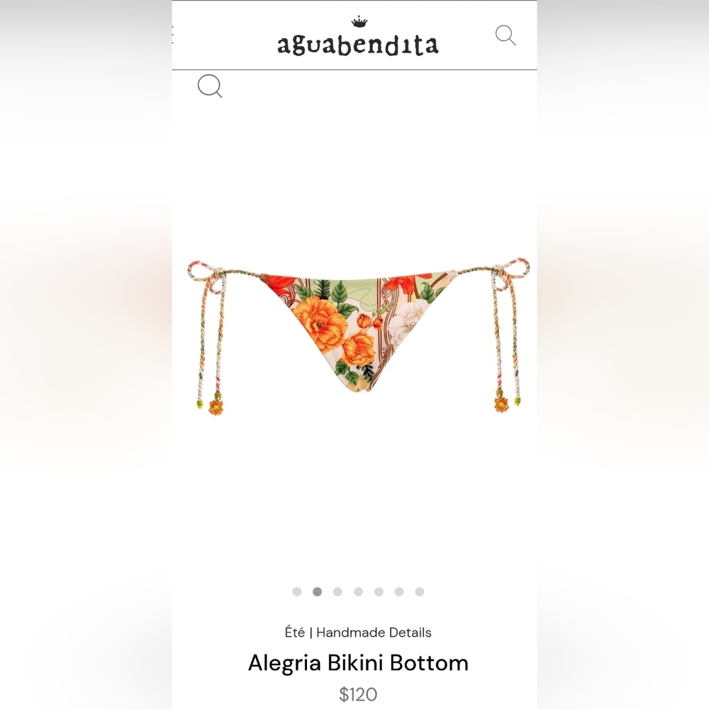 Agua Bendita ÉTÉ Alegria Floral Bikini Bottom in Orange and Green